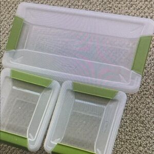 Set of Clear and Green Storage Containers